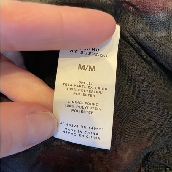 I Jeans by Buffalo Ladies Size Med Lined Floral Silky Bomber Jacket Black Floral - Picture 7 of 8